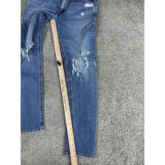 Diesel Thommer Jeans Mens 31 Blue Slim Skinny Distressed Denim Ripped Holes - Picture 5 of 15